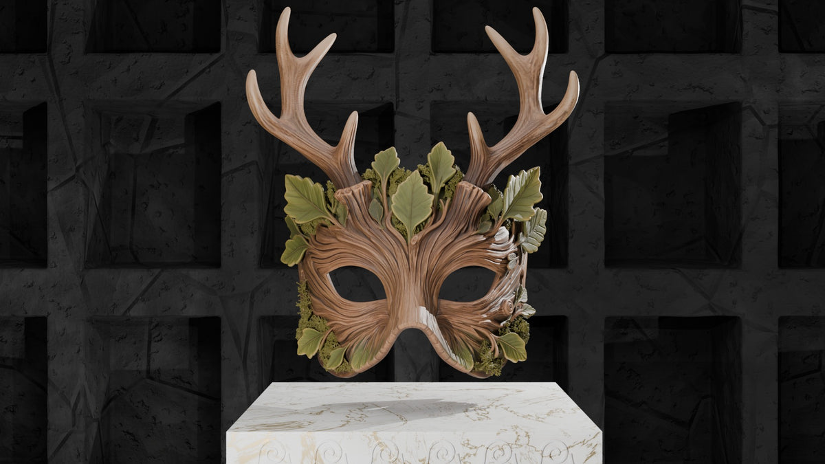 Forest Stag Mask, painted